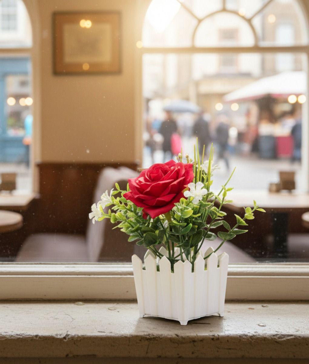 Set 2 Flor Artificial Rosa Valla Encanto Compacto Adorno Jhn-7