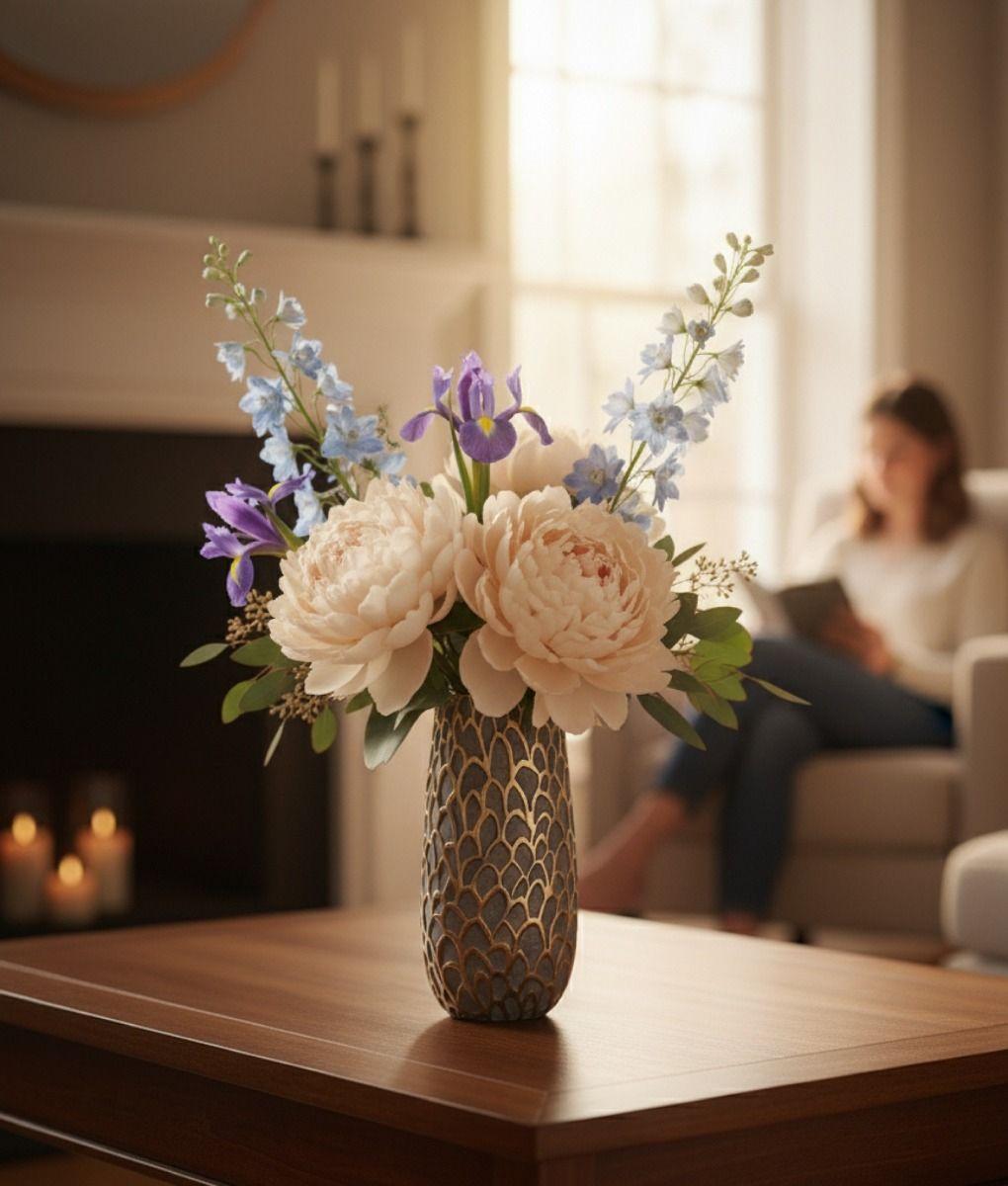 Florero Decorativo Abstracto Jarrón Textura Adorno Lujo Jhn-2