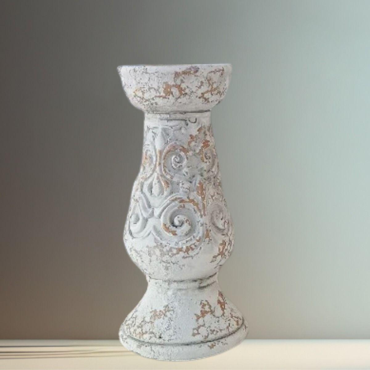 Pedestal Decorativo Soporte Cerámica Envejecido 25cm Jhn-6