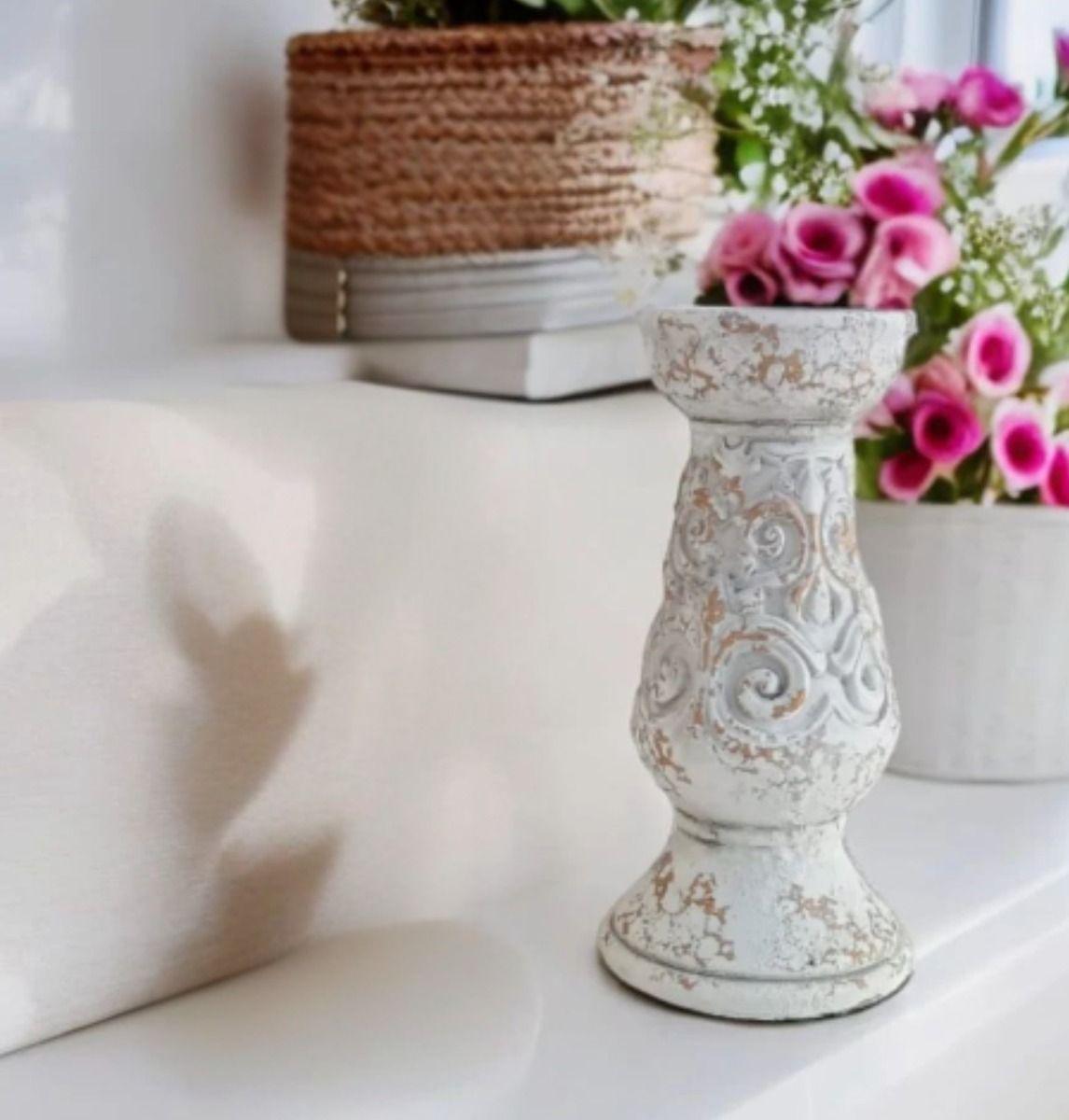 Pedestal Decorativo Soporte Cerámica Envejecido 25cm Jhn-8