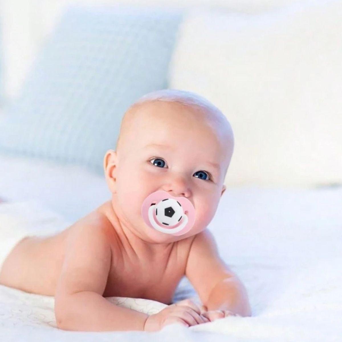 SET 5 CHUPETES DISEÑO DIVERTIDO FUTBOL SUAVE BEBE LAU-3