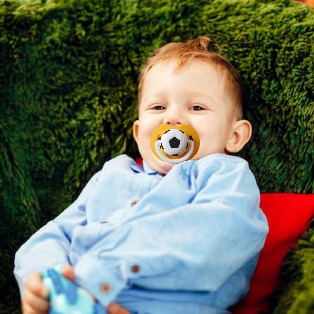 SET 5 CHUPETES DISEÑO DIVERTIDO FUTBOL SUAVE BEBE LAU-7