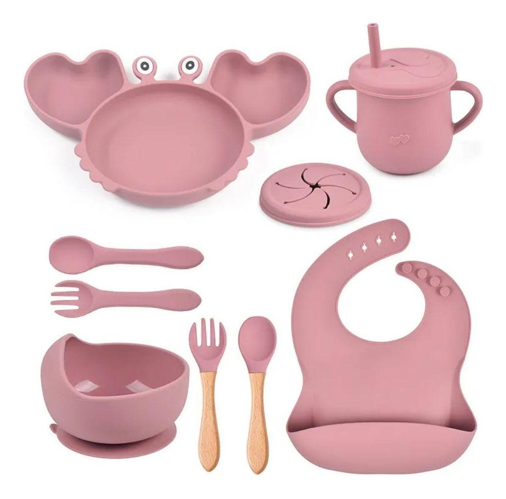 SET ALIMENTACION CANGREJO BEBE 9 PZA SILICONA DIVERTIDA LAU-0
