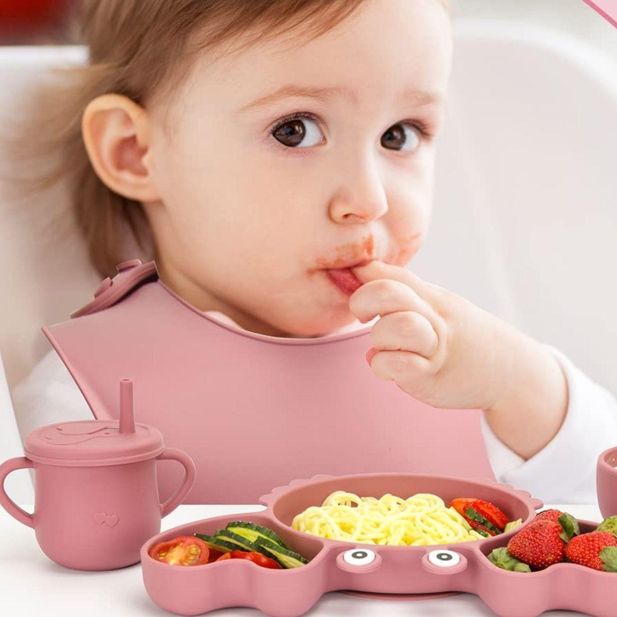 SET ALIMENTACION CANGREJO BEBE 9 PZA SILICONA DIVERTIDA LAU-3