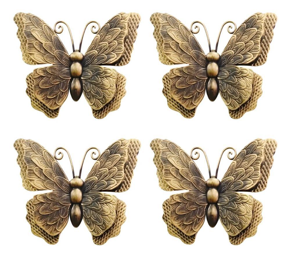 Set Decorativo Pared Mariposa 3D Arte Estatua Bronce Jhn-0