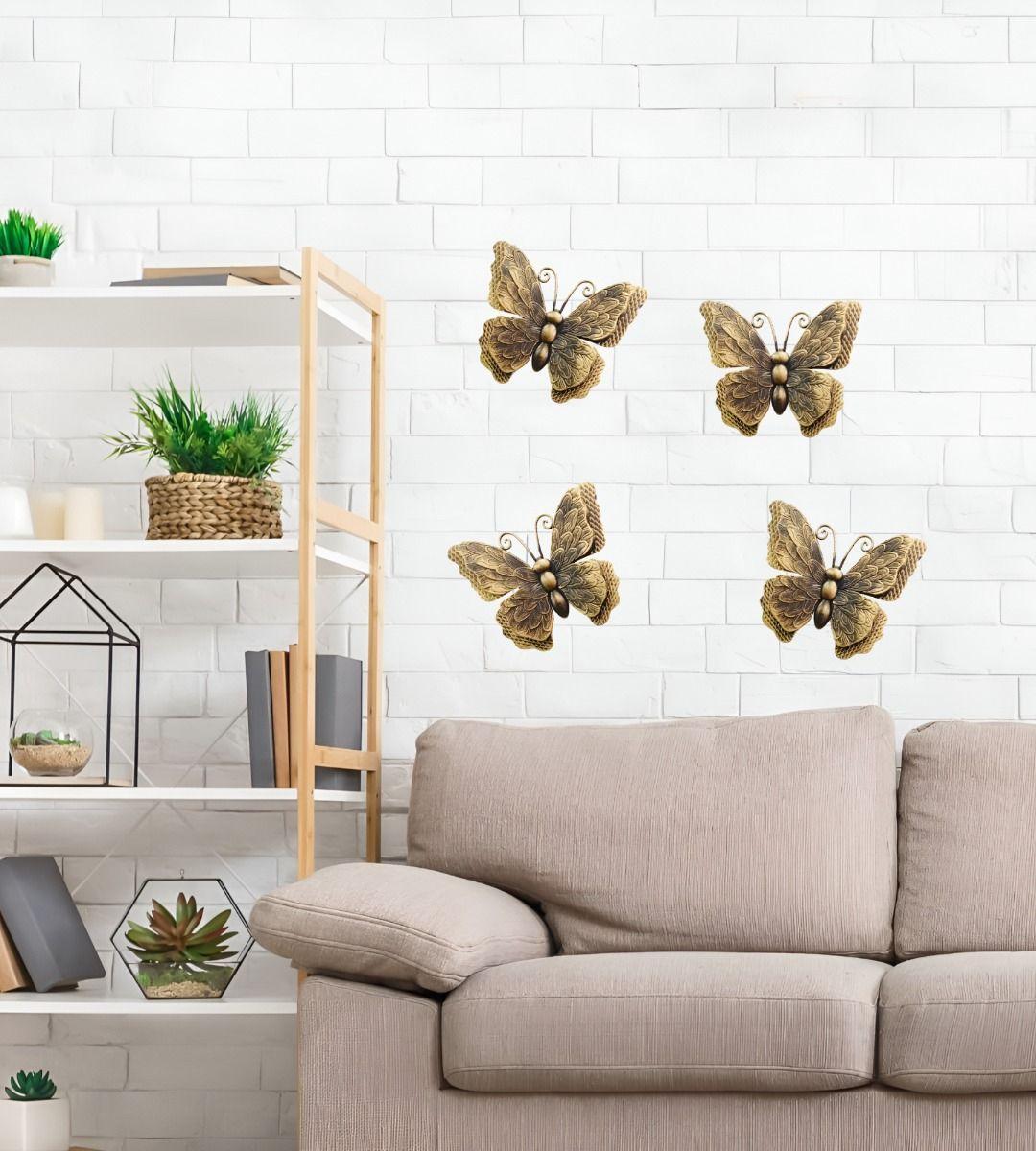 Set Decorativo Pared Mariposa 3D Arte Estatua Bronce Jhn-9