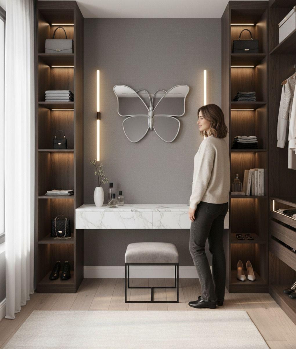 Espejo Decorativo Forma Mariposa Adorno Pared Hogar Jhn-3