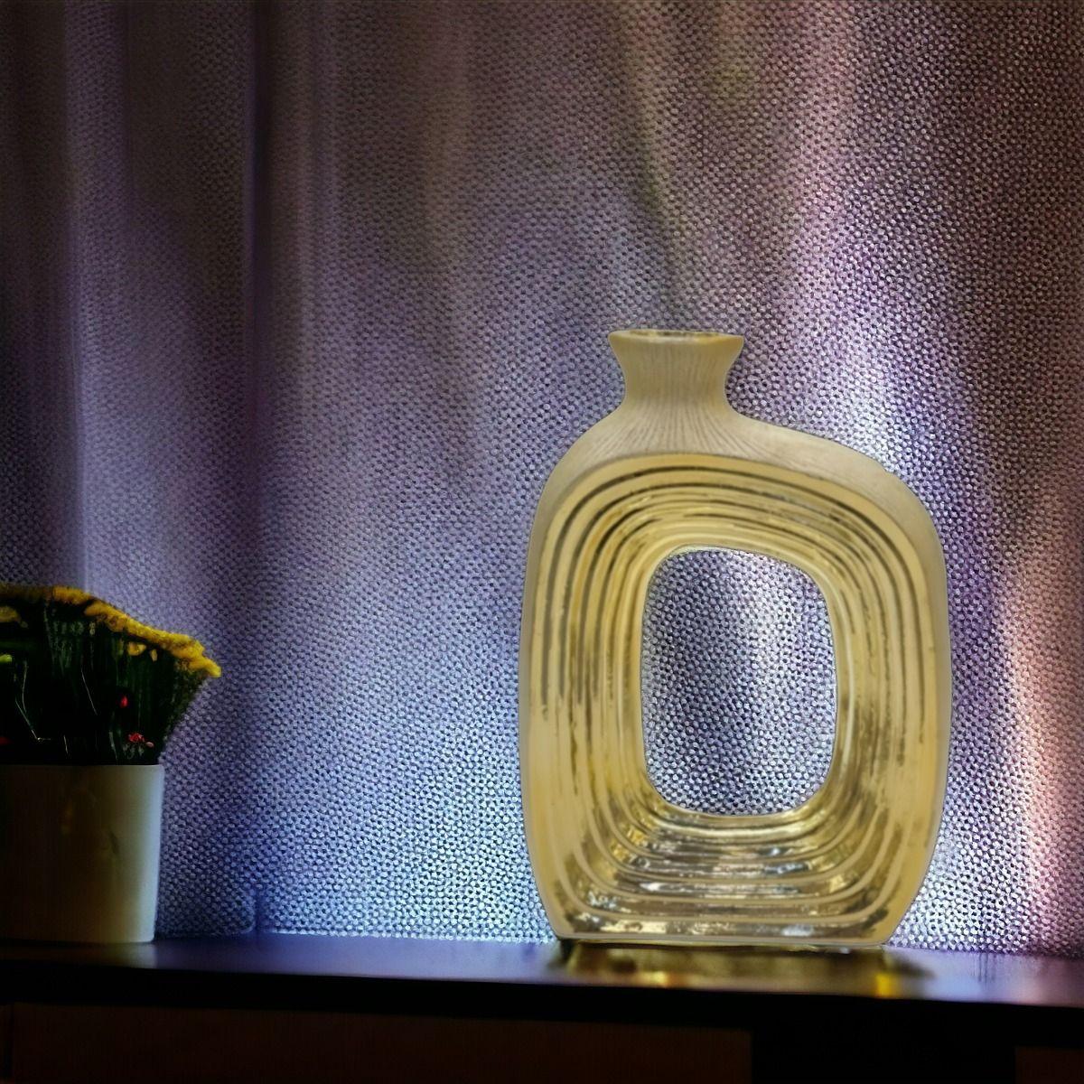 Florero Arte Dorado Hueco Decoración Hogar Arreglo Jhn-8