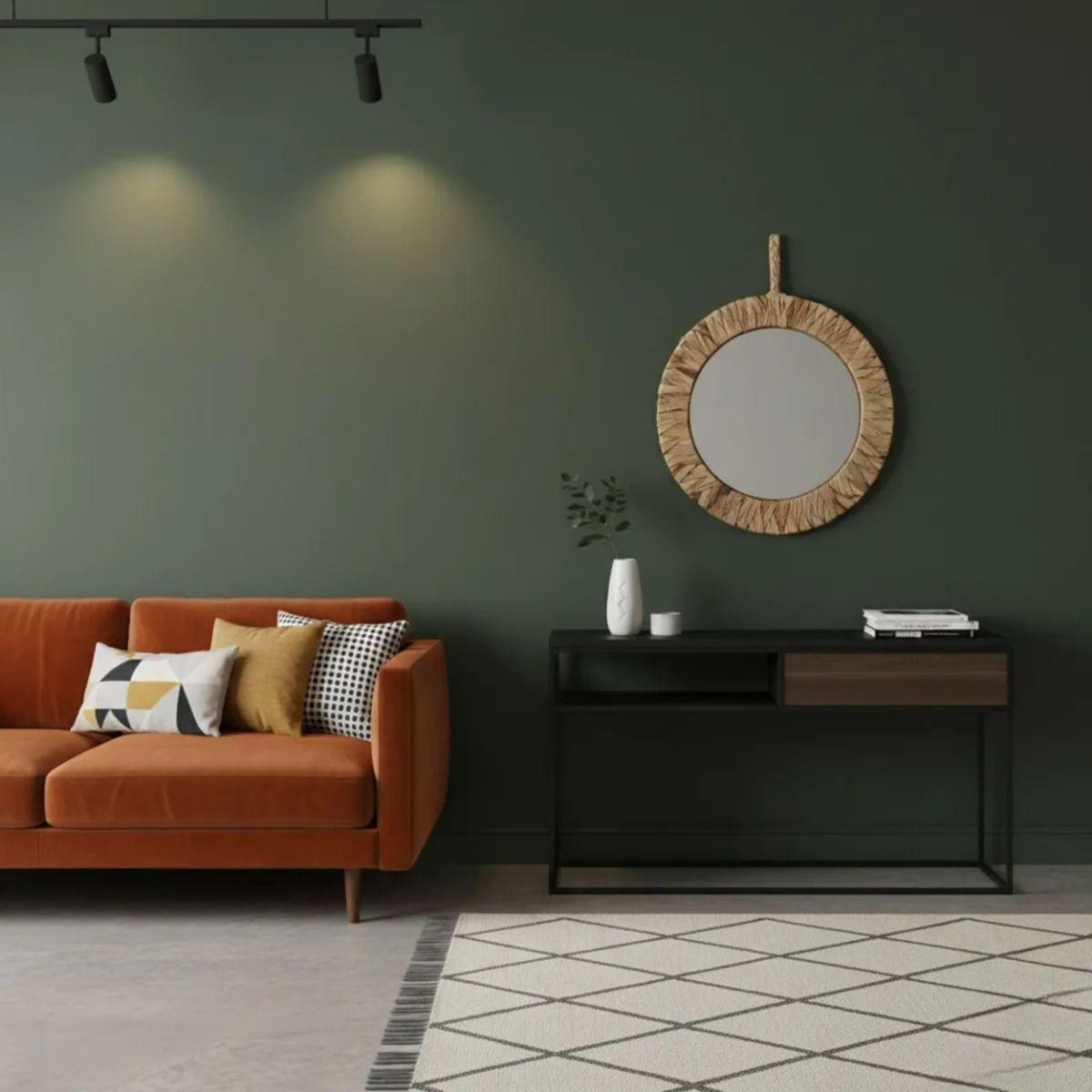 Espejo Decorativo Pared Estilo Boho Efecto Fibra Tejida Jhn-8