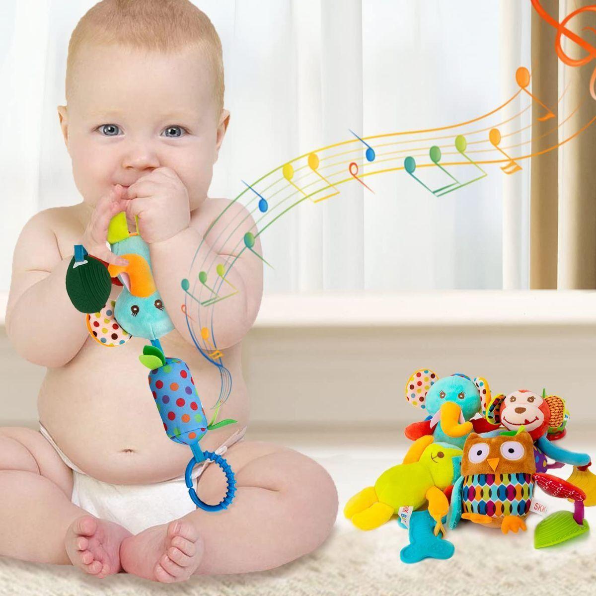 SET 2 SONAJEROS JUGUETE PELUCHE COLGANTE SENSORIAL BEBE LAU-2