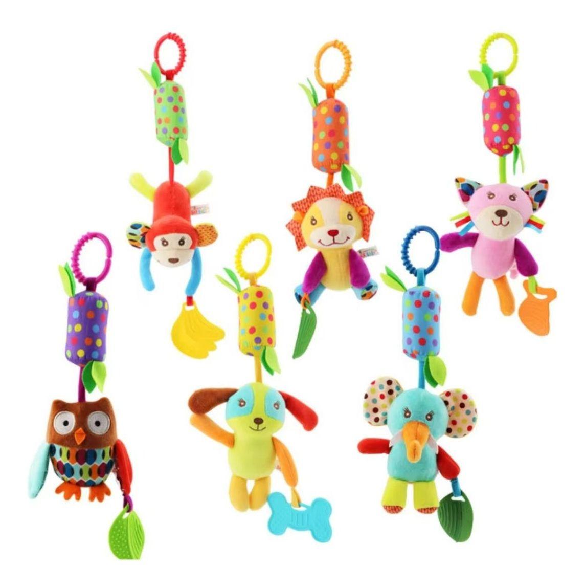 SET 2 SONAJEROS JUGUETE PELUCHE COLGANTE SENSORIAL BEBE LAU-3