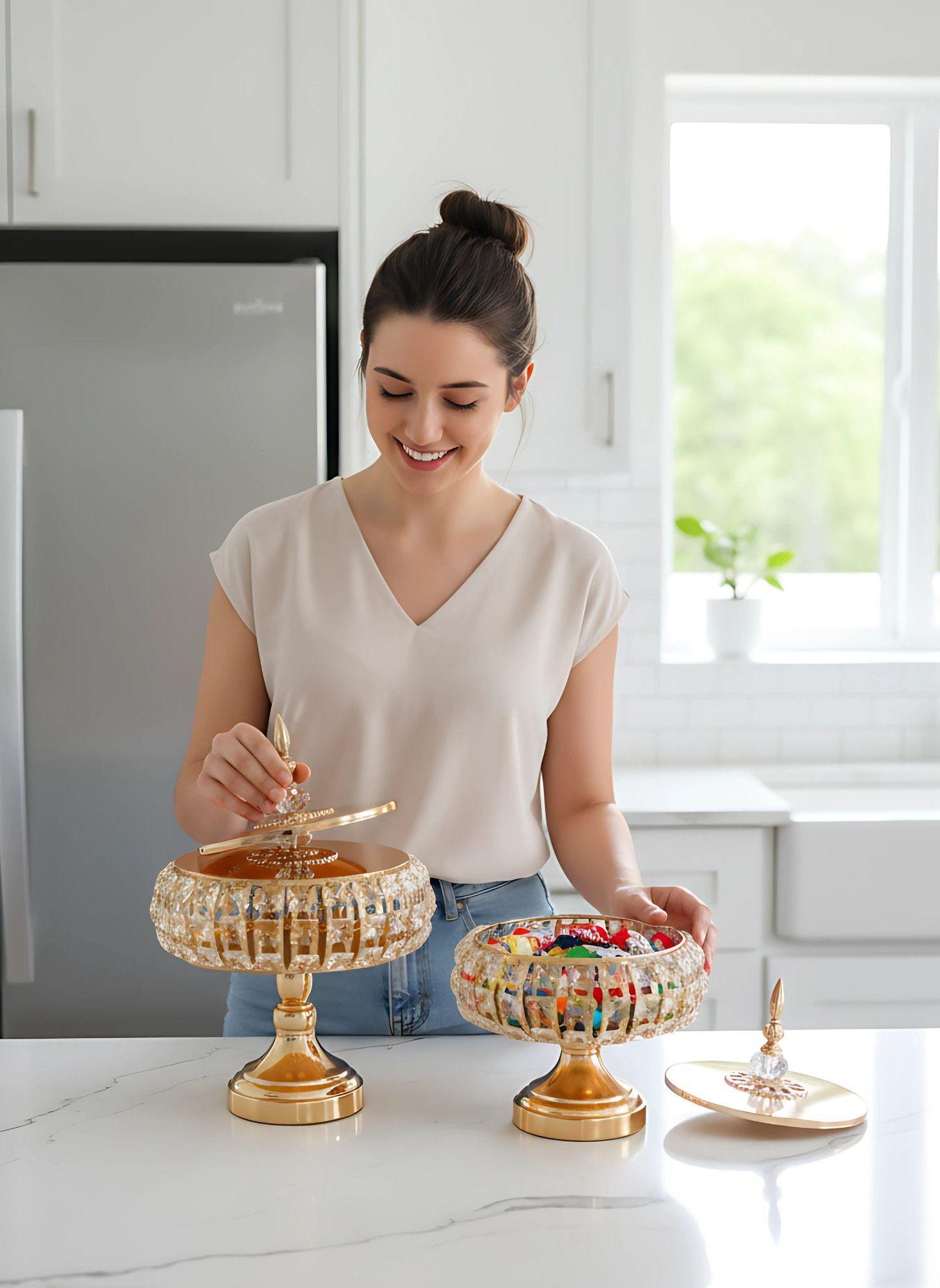 Set 2 Frascos Almacenamiento Decorativo Multifuncional Jhn-4