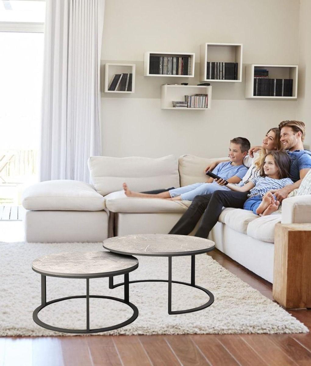 Set 2 Mesa Centro Auxiliar Decorativa Combinada Creativa Jhn-2