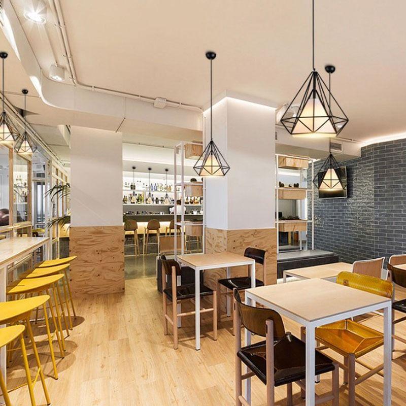 Lampara Colgante Araña Metal Forma Diamante Hogar Lau-2