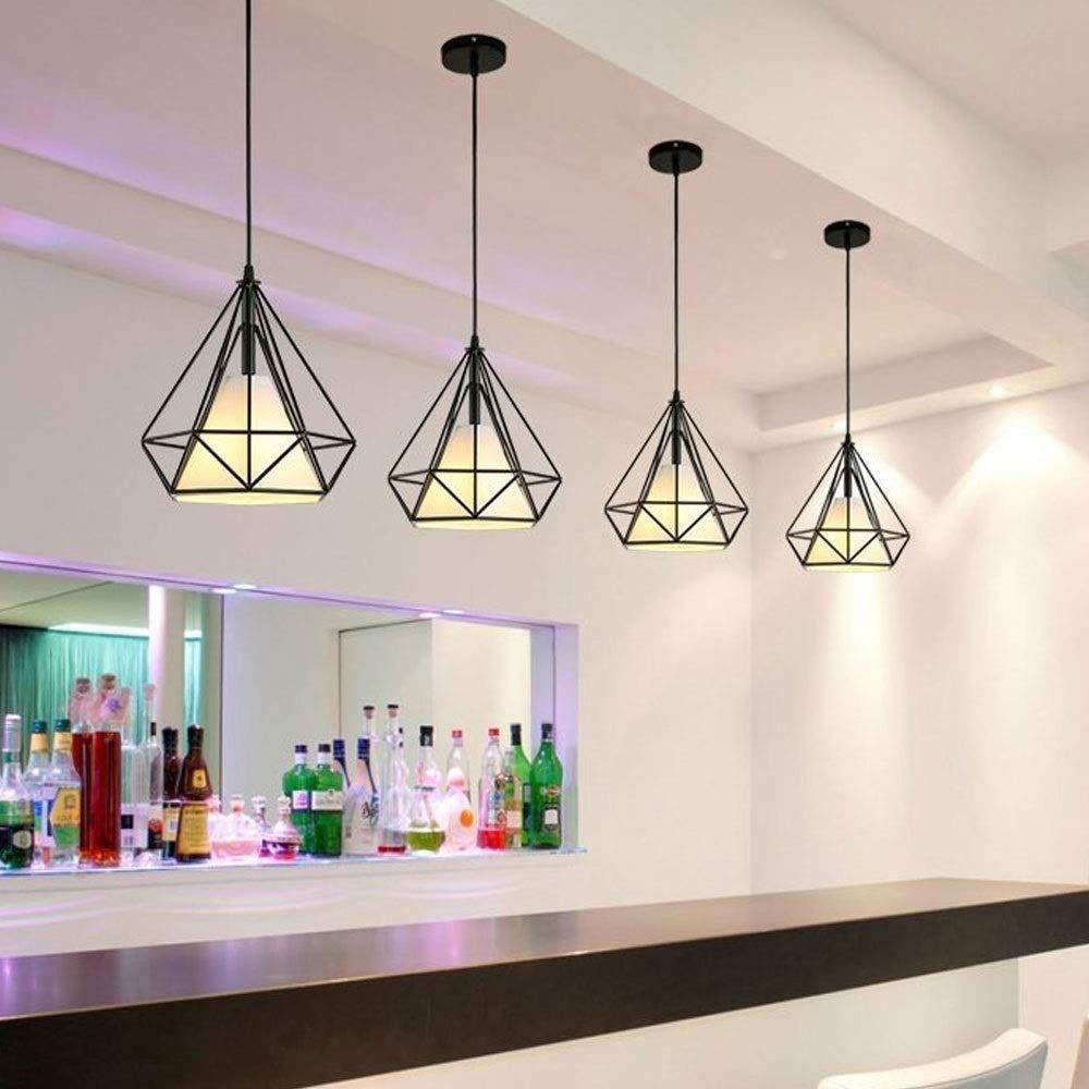 Lampara Colgante Araña Metal Forma Diamante Hogar Lau-6