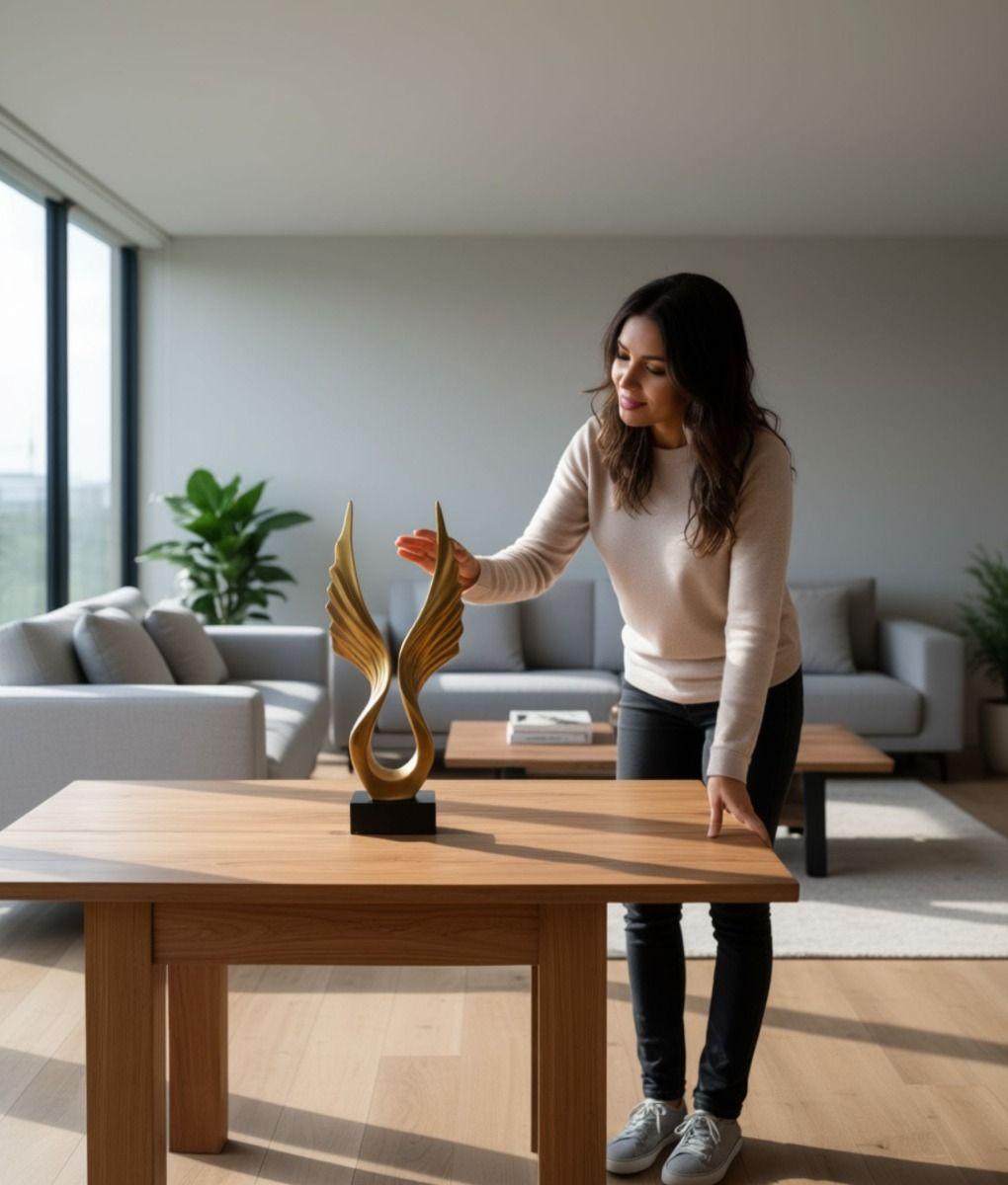 Figura Decorativa Estatua Abstracta Adorno Alas Hogar Jhn-4