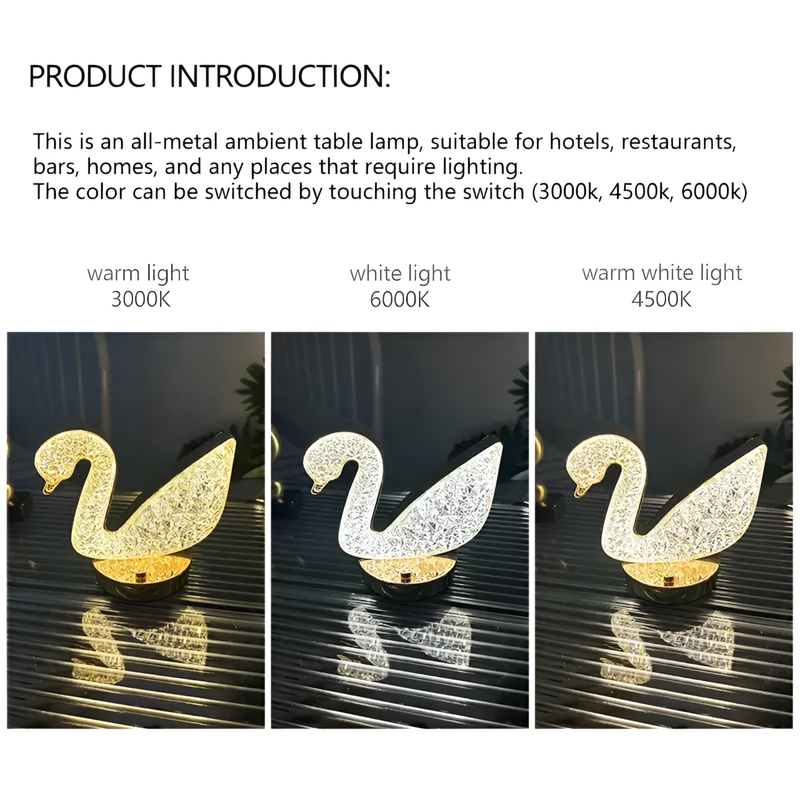 Lampara Iluminacion Cristal Flamingo USB Moderna Lau-6