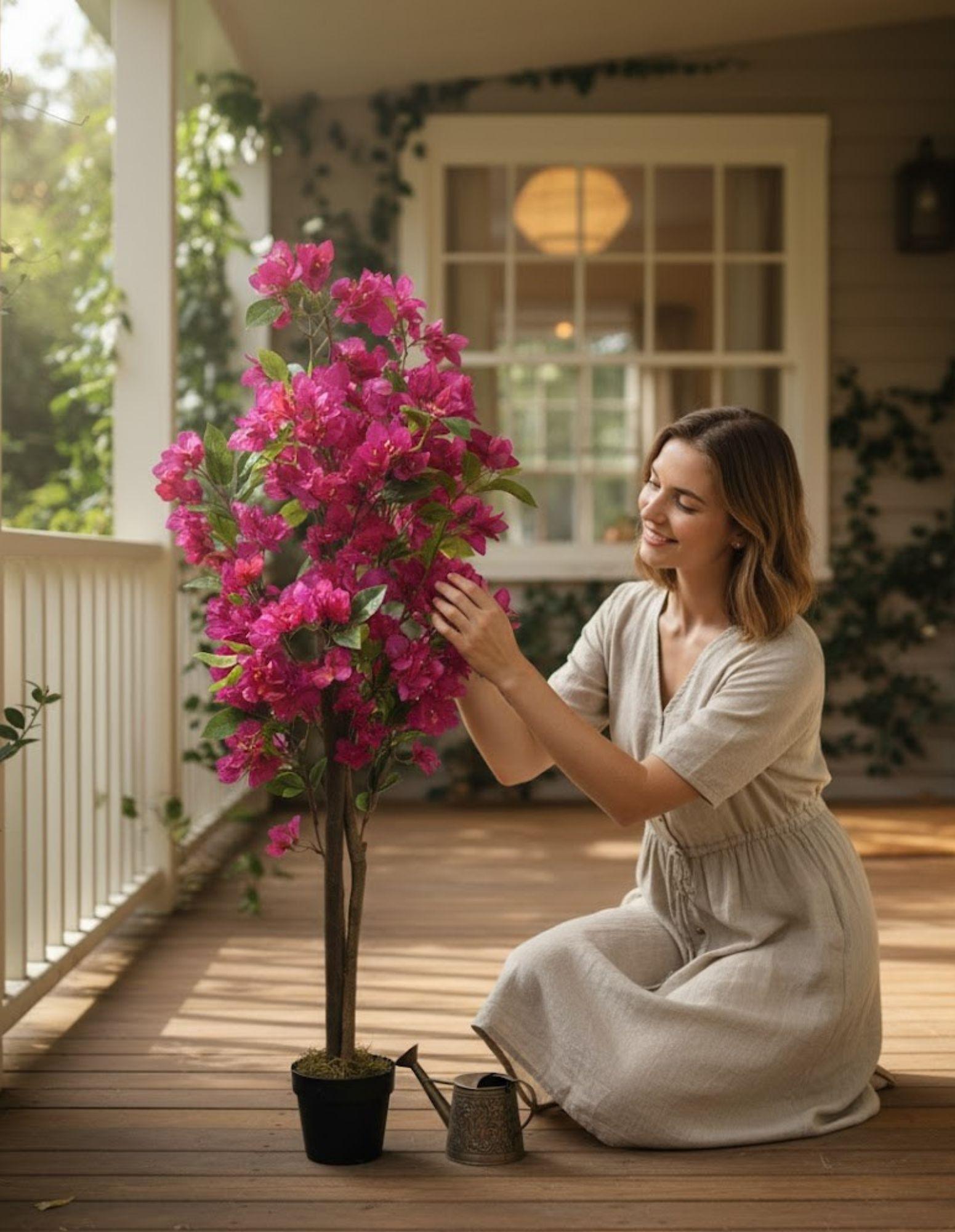 Planta Artificial Arbusto Ornamental Flores Rosas Adorno Jhn-3