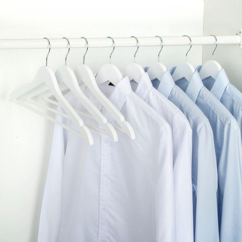 Set 6 Perchas Ropa Madera Blanca Muescas Antideslizante Lau-7