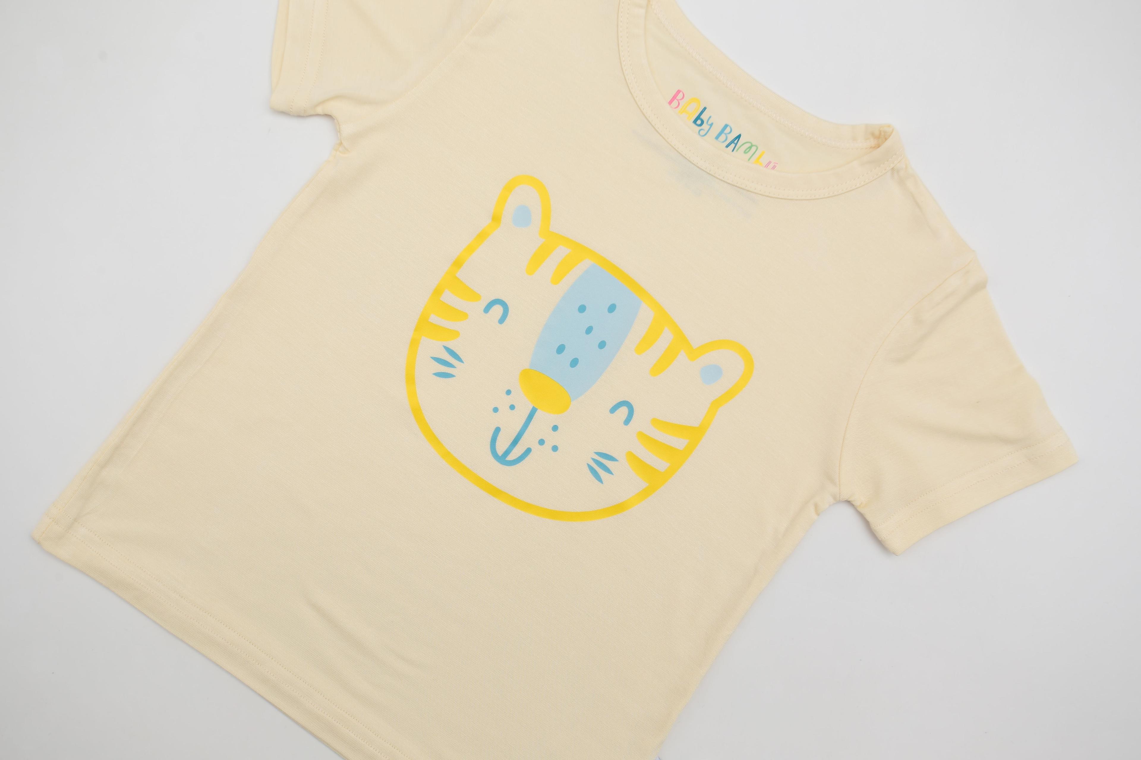 Polera Manga Corta Unisex Amarilla Tigre-2