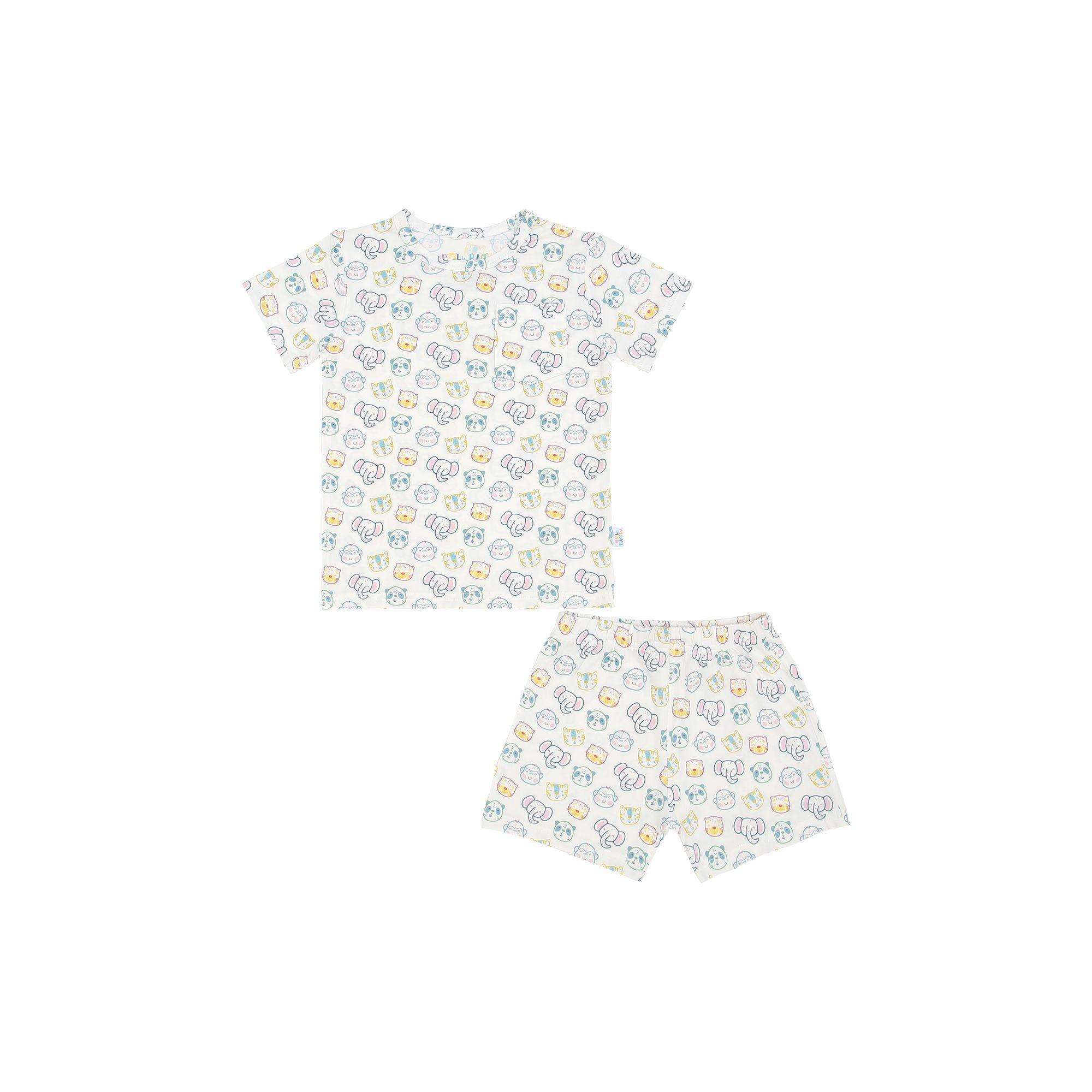 Pijama Corto Unisex Estampado Blanco Safari -0