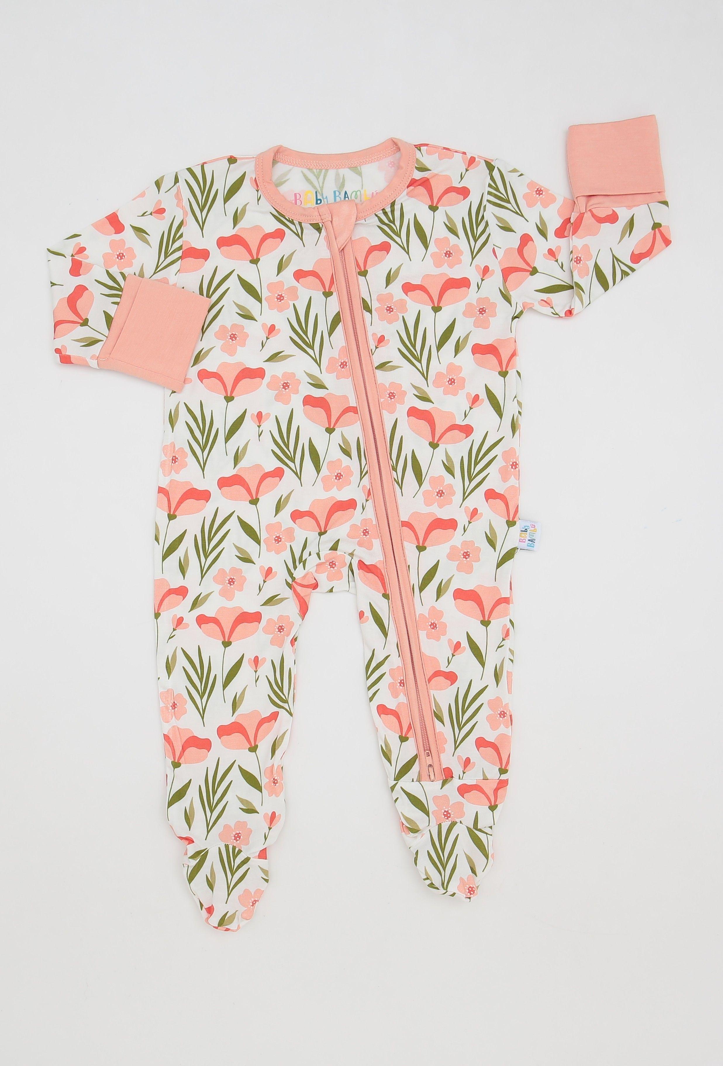 Pijama Estampado Enterito con cierre Bambú Premium diseño Flores-1