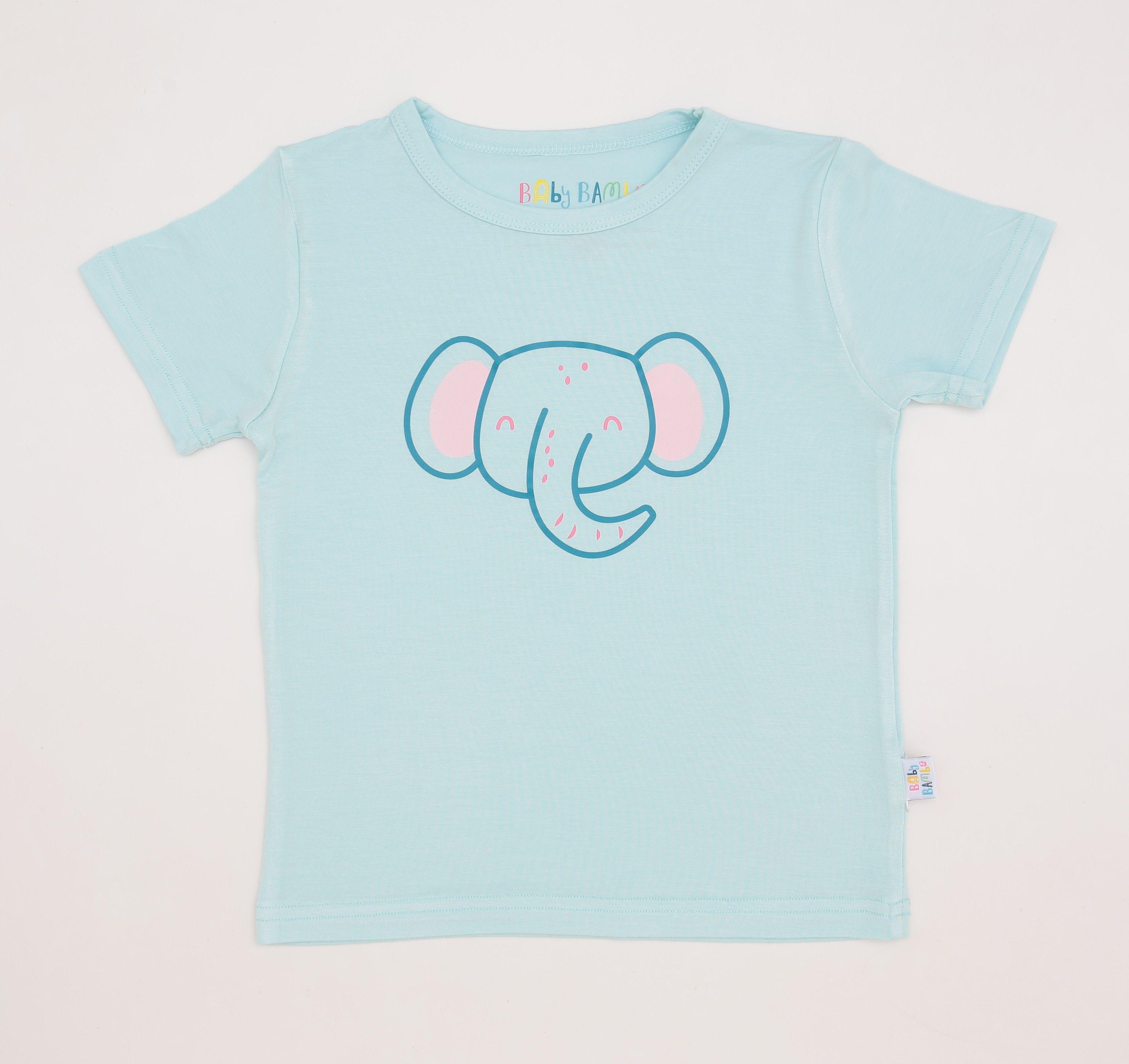 Polera Manga Corta Unisex Celeste Elefante-1