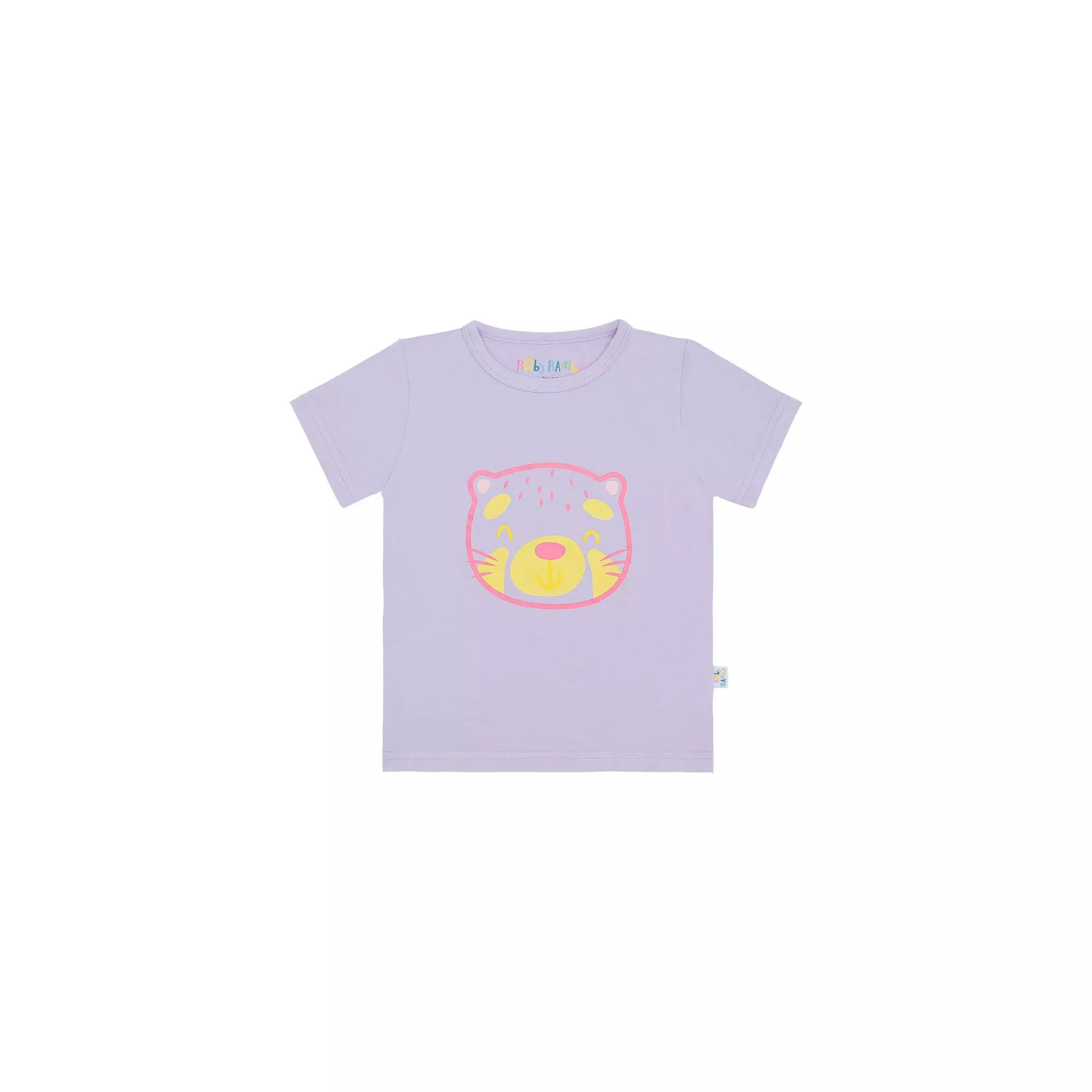 Polera Manga Corta Unisex Morada Panda Rosa -0