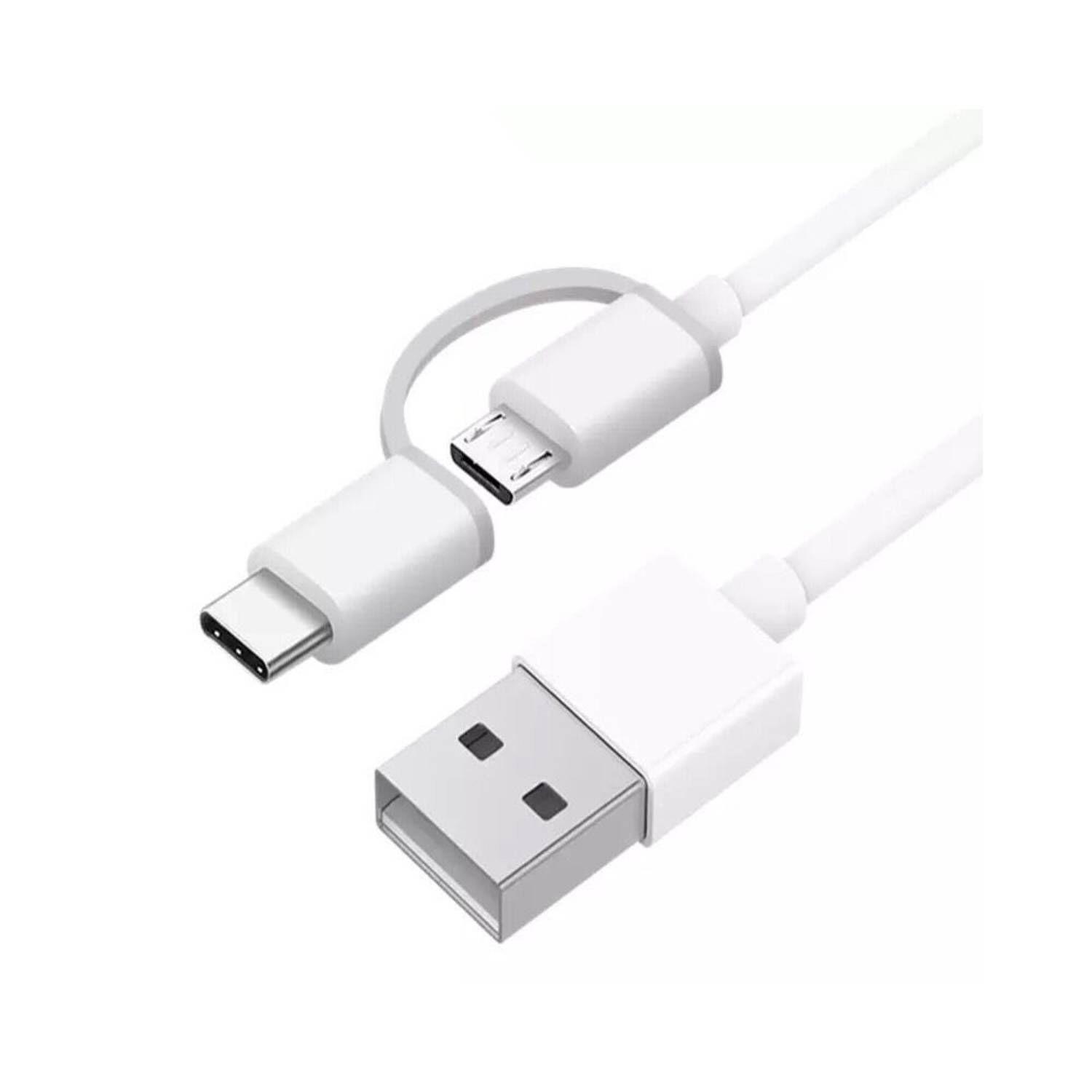 Cable Xiaomi Mi 2-in-1 Micro USB y Type-C, 1 metro, Color Blanco-2