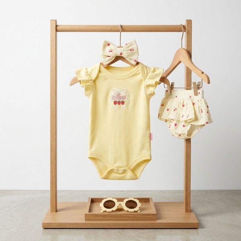 Conjunto De 4 Prendas Para Niña Body Y Calzon + Diadema Y Lentes Primavera Verano-0