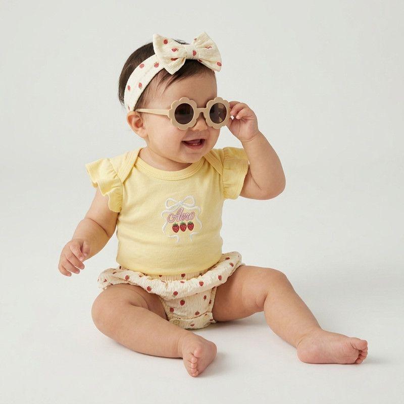 Conjunto De 4 Prendas Para Niña Body Y Calzon + Diadema Y Lentes Primavera Verano-1