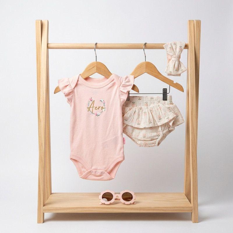 Conjunto De 4 Prendas Para Niña Body Y Calzon + Diadema Y Lentes Primavera Verano-0