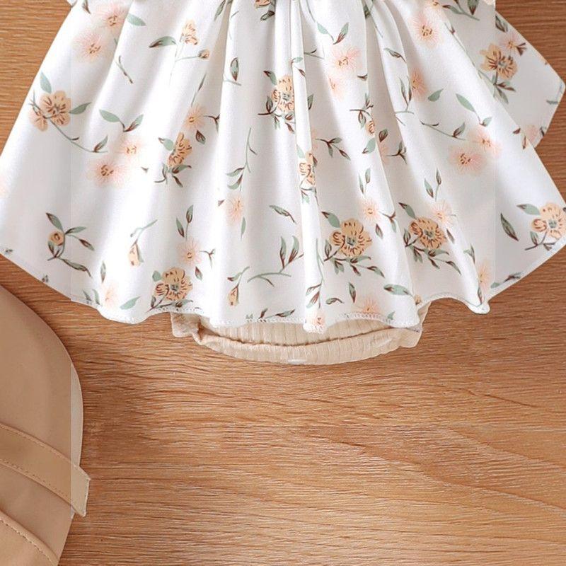 Conjunto De Body Vestido Manga Larga + Diadema Para Niñas Primavera Verano-2
