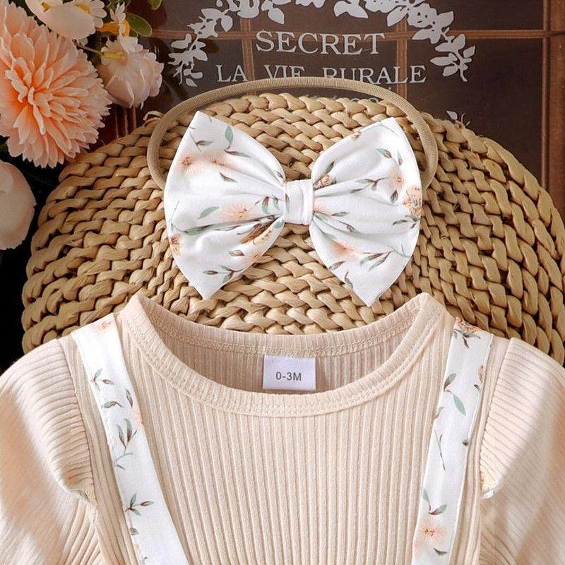 Conjunto De Body Vestido Manga Larga + Diadema Para Niñas Primavera Verano-6