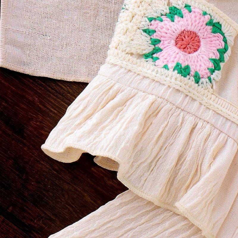 Conjunto De Top Con Tirantes + Pantalon Para Niñas Primavera Verano-2