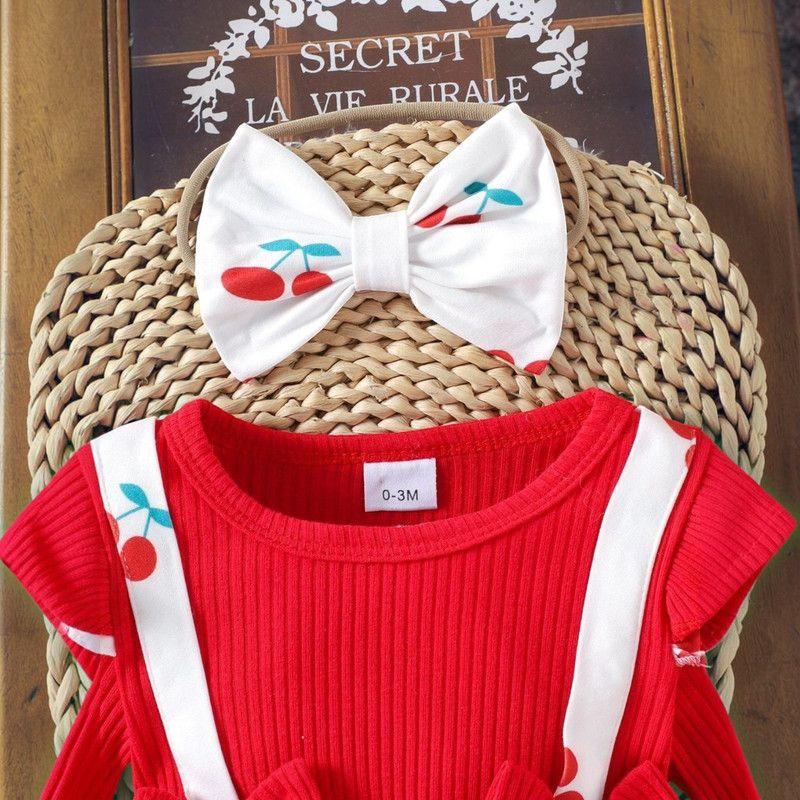 Conjunto De Body Vestido Manga Larga + Diadema Para Niñas Primavera Verano-3