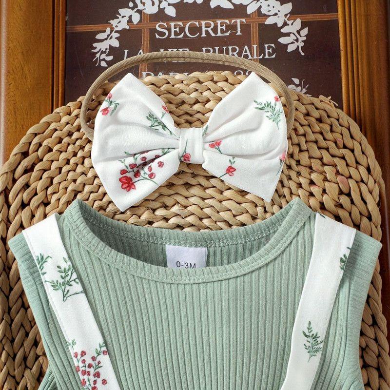 Conjunto De Body Vestido Manga Larga + Diadema Para Niñas Primavera Verano-3