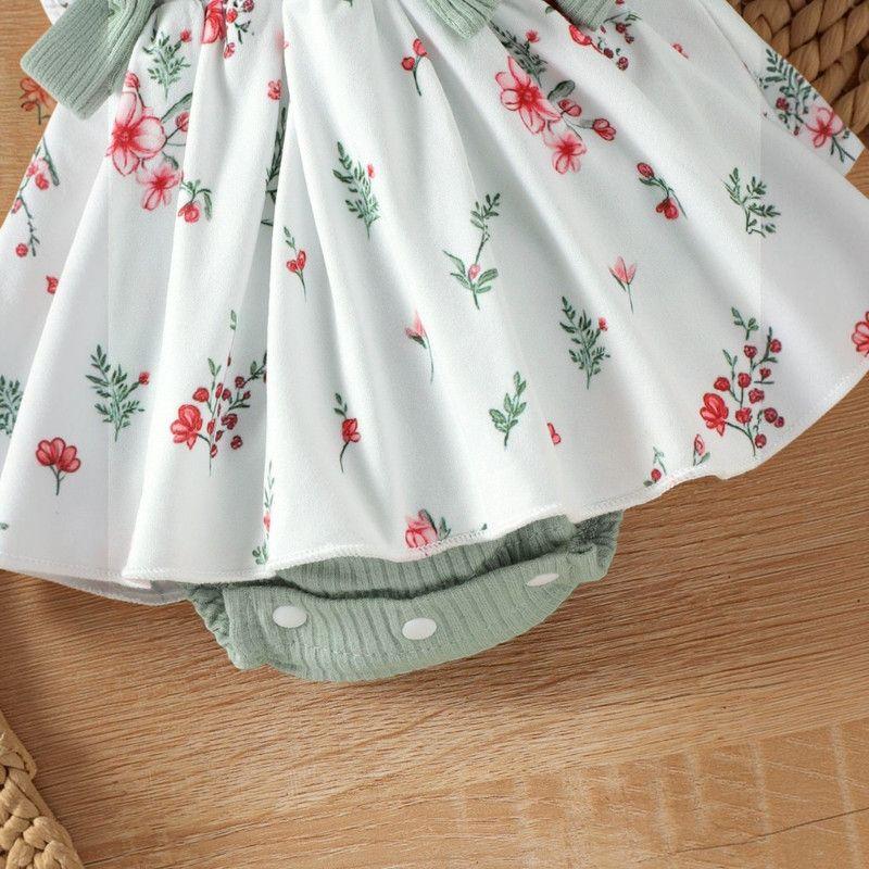 Conjunto De Body Vestido Manga Larga + Diadema Para Niñas Primavera Verano-4