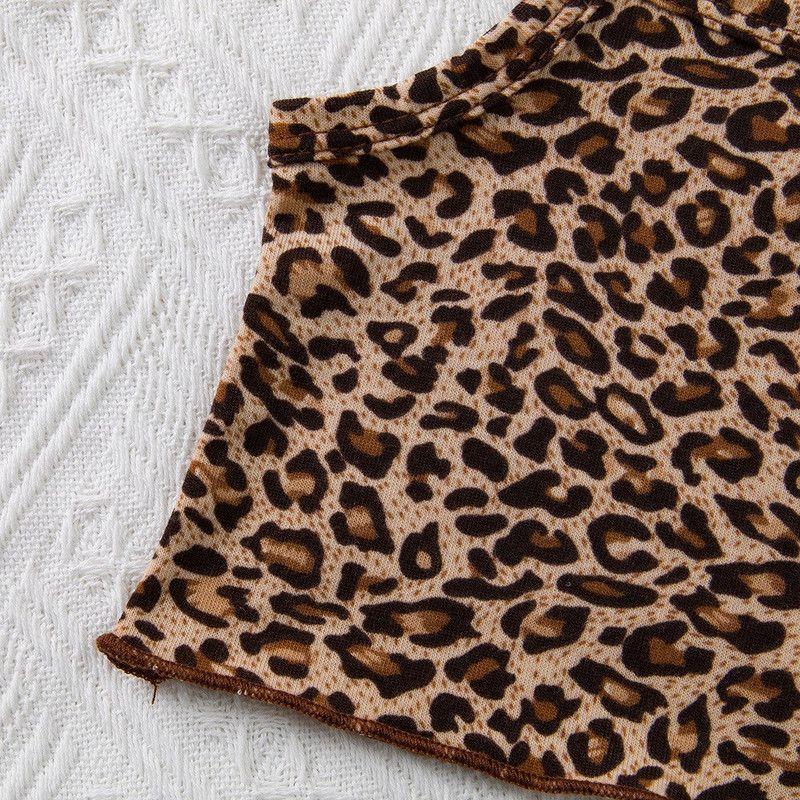 Conjunto De Top + Pantalon De Animal Print Para Niñas Primavera Verano-5