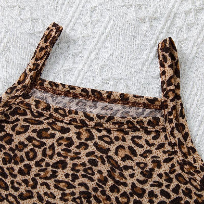 Conjunto De Top + Pantalon De Animal Print Para Niñas Primavera Verano-6