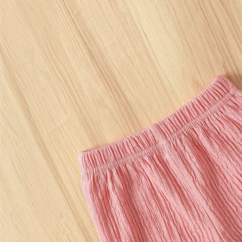Conjunto De Top Con Tirantes + Pantalon Para Niñas Primavera Verano-3