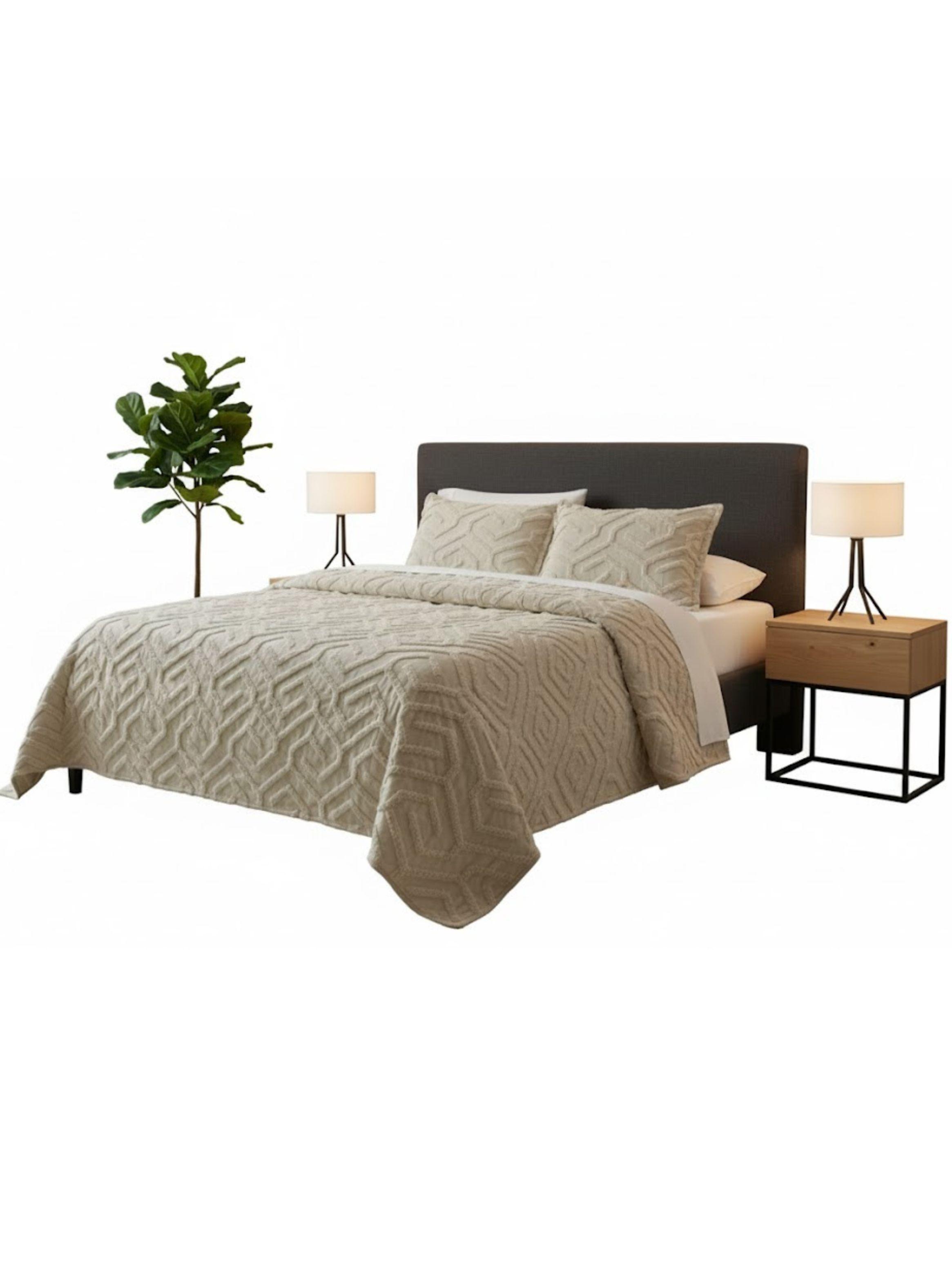 CUBRECAMA TUFTING 2 PLAZA DE VERANO ELEGANTE SERIE 1 DISE O GEOMETRICO-1