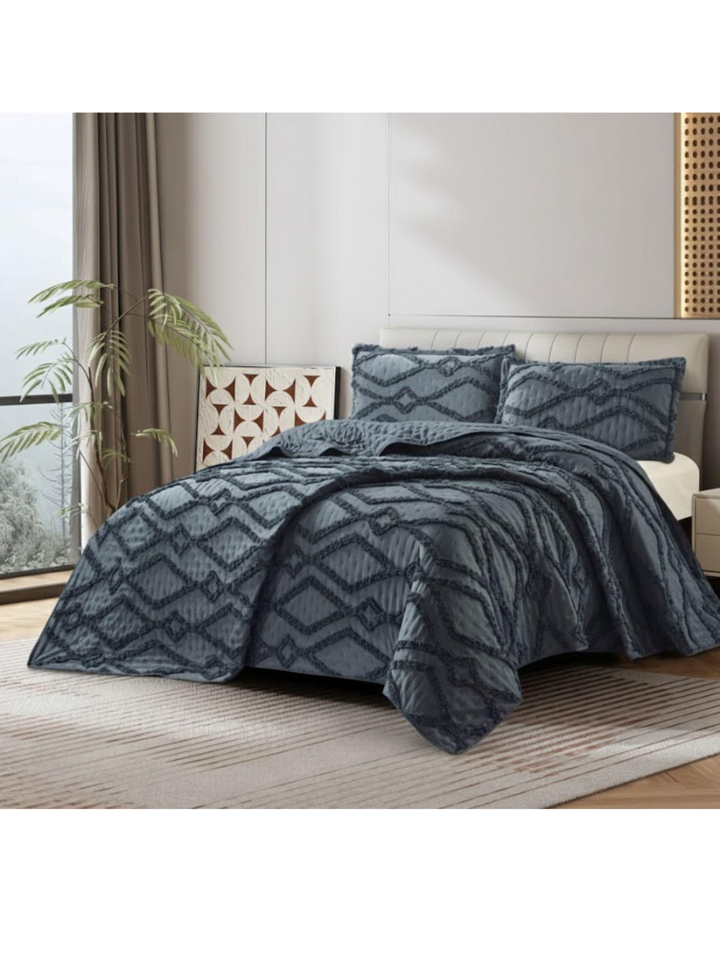 CUBRECAMA TUFTING 2 PLAZA DE VERANO ELEGANTE SERIE 2 DISE O GEOMETRICO ROMBO-1