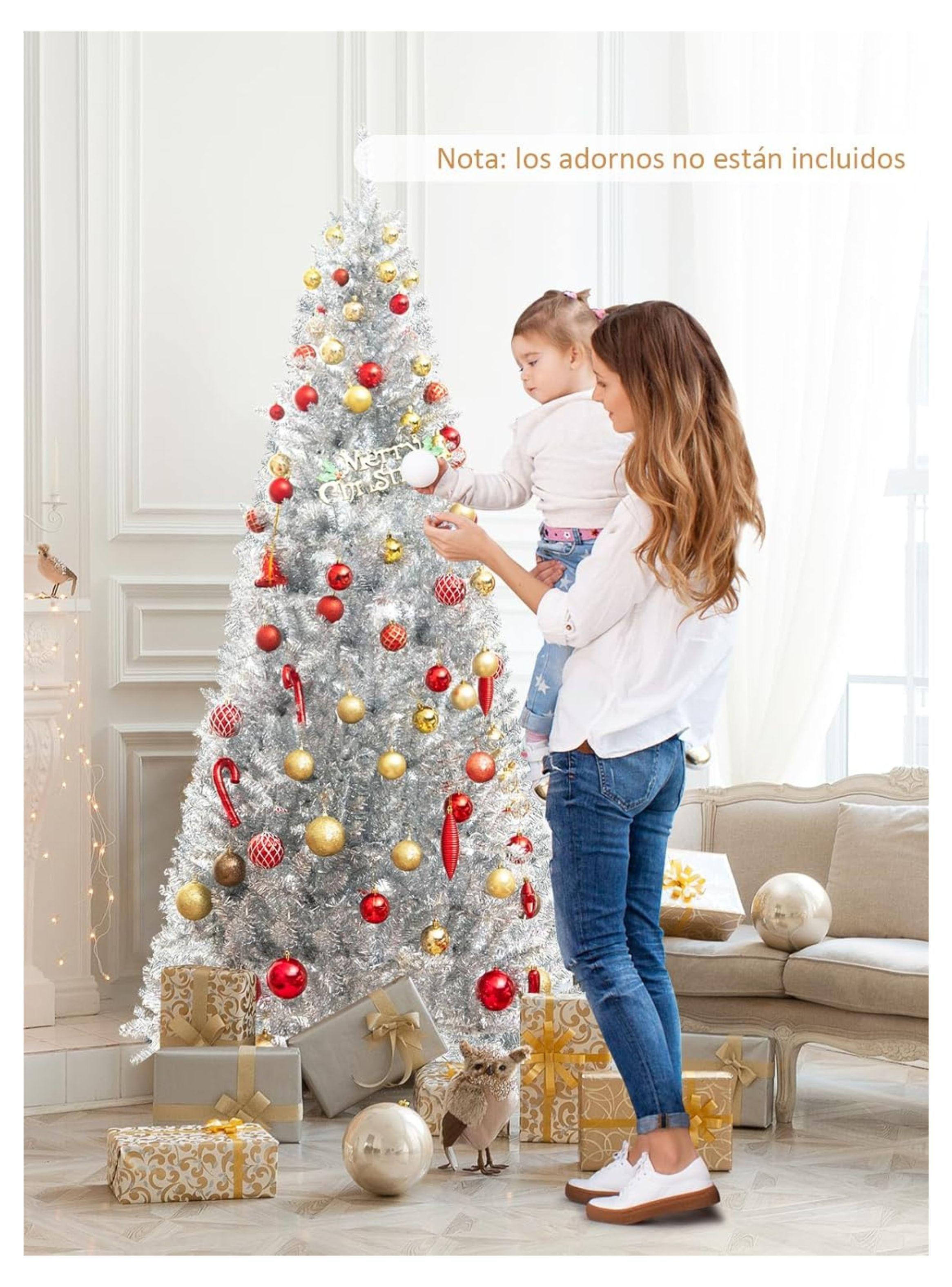 Arbol De Navidad Tradicional 150 Cm PLATEADO 300 Ramas WYM-2