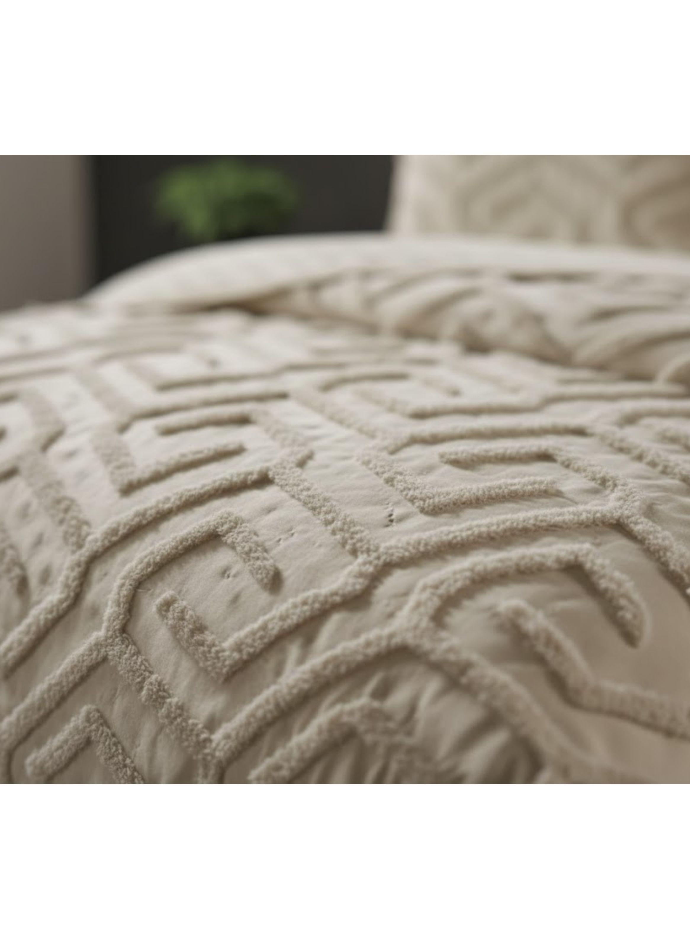 CUBRECAMA TUFTING KING DE VERANO ELEGANTE SERIE 1 DISENO GEOMETRICO-2