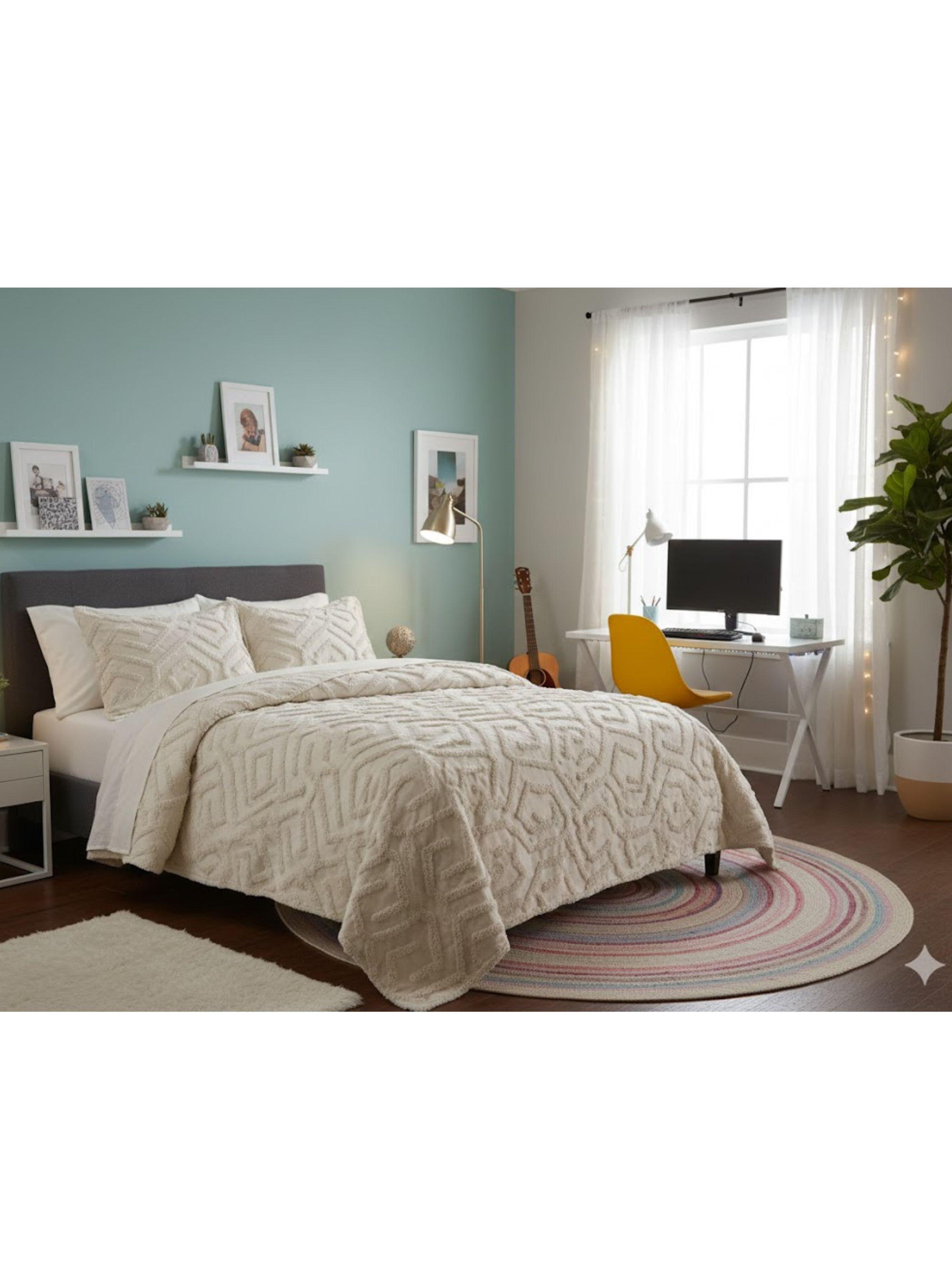 CUBRECAMA TUFTING KING DE VERANO ELEGANTE SERIE 1 DISENO GEOMETRICO-3