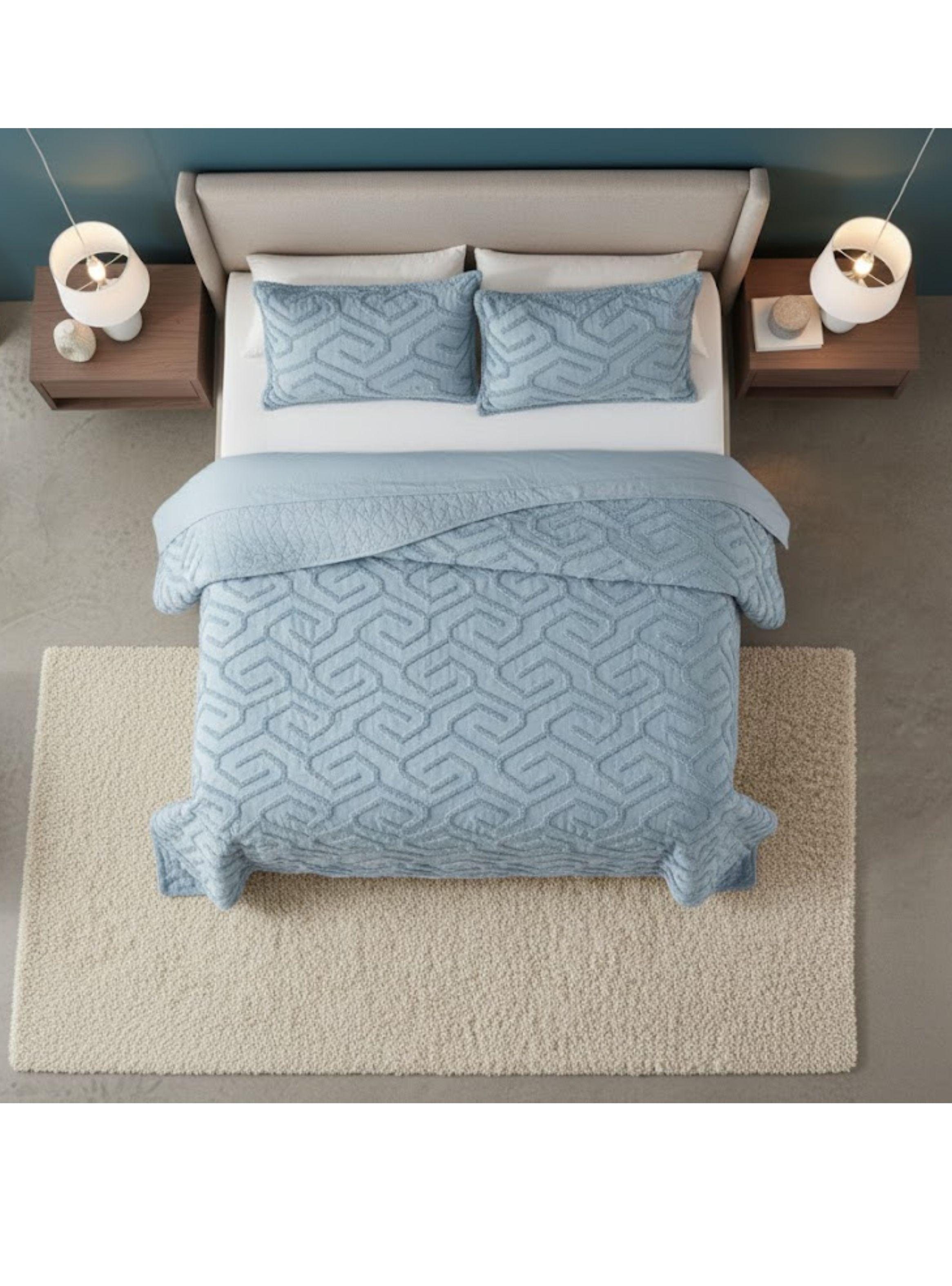CUBRECAMA TUFTING KING DE VERANO ELEGANTE SERIE 1 DISENO GEOMETRICO-1