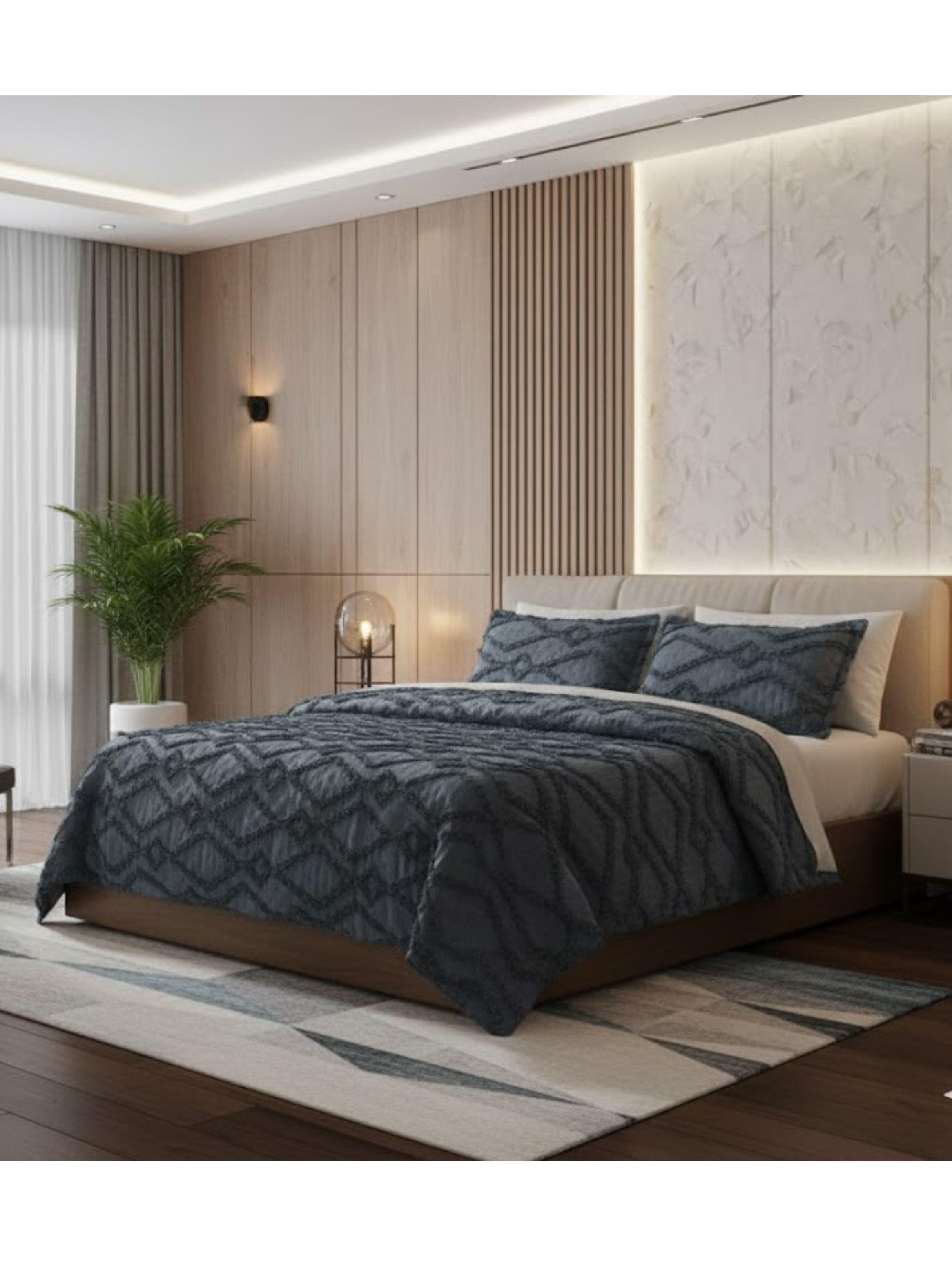 CUBRECAMA TUFTING KING DE VERANO ELEGANTE SERIE 2 DISENO GEOMETRICO ROMBO-3