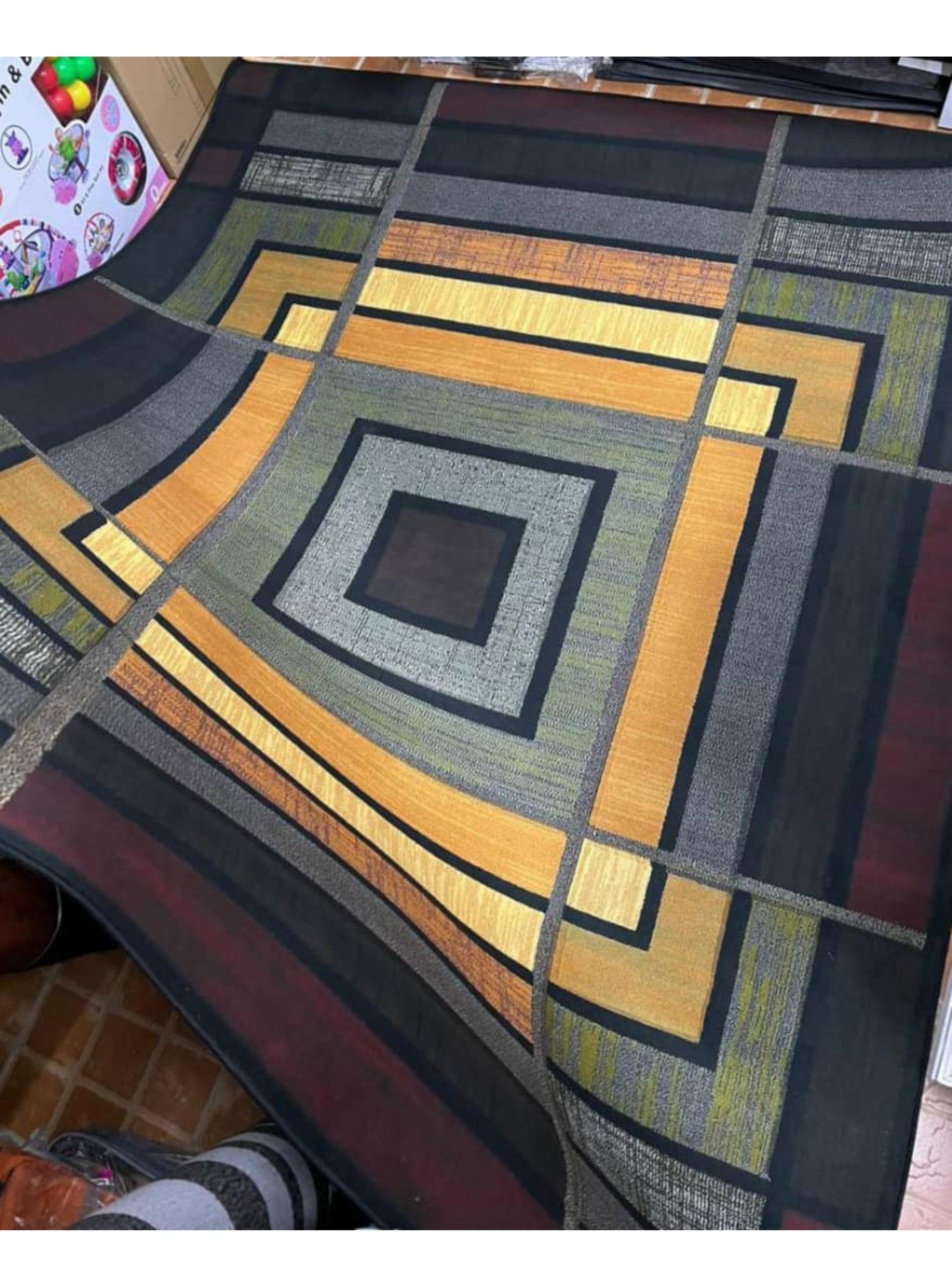 ALFOMBRA RECTANGULAR ANTIDESLIZANTE CON DISE O ESPIRAL CAFE 160CMX200CM WYM-2