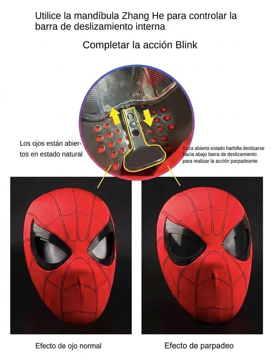 Mascara Cosplay Spiderman Con Ojos moviles incluye guante lanzador de muñeca-2